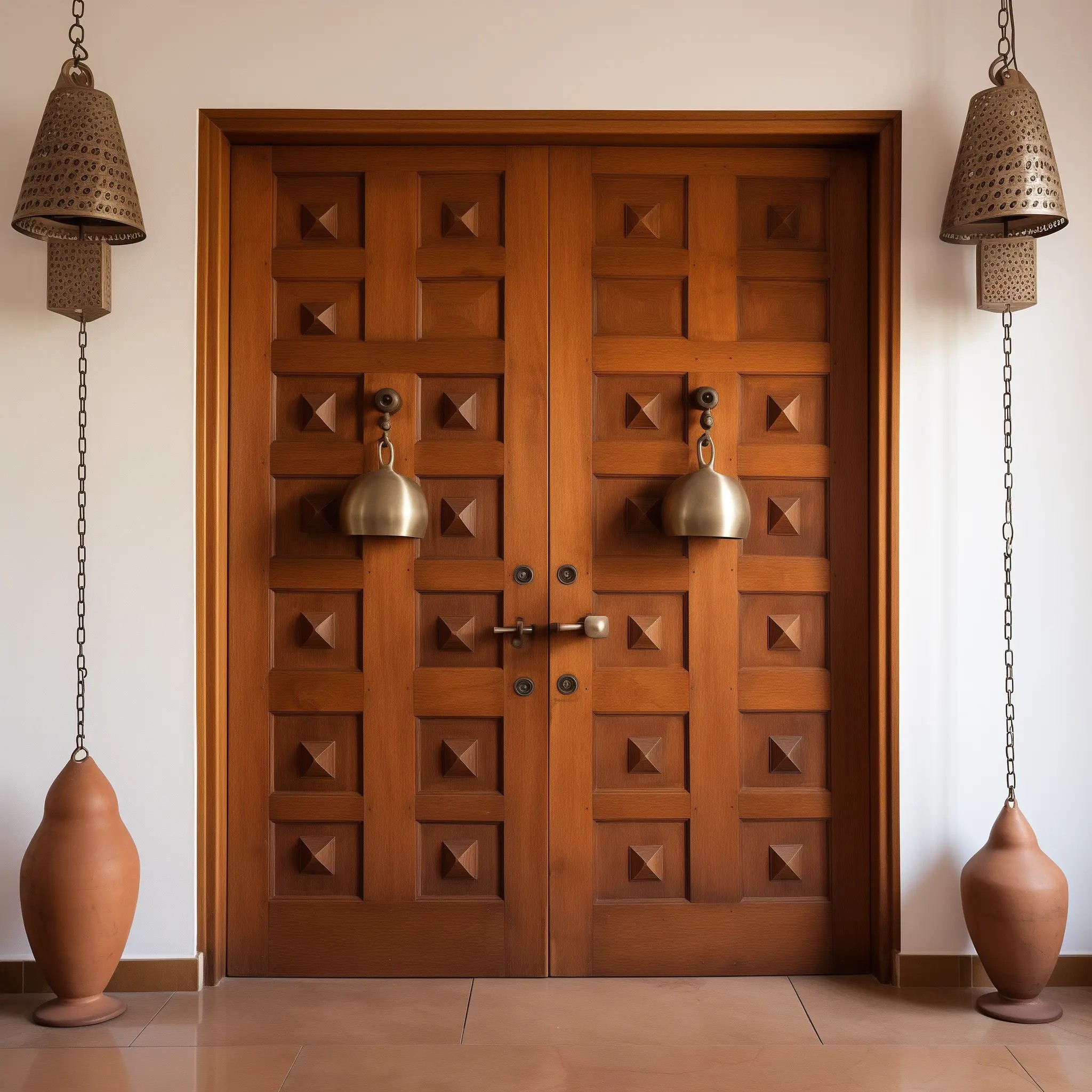 Modern Pooja Room Door Designs with Bells