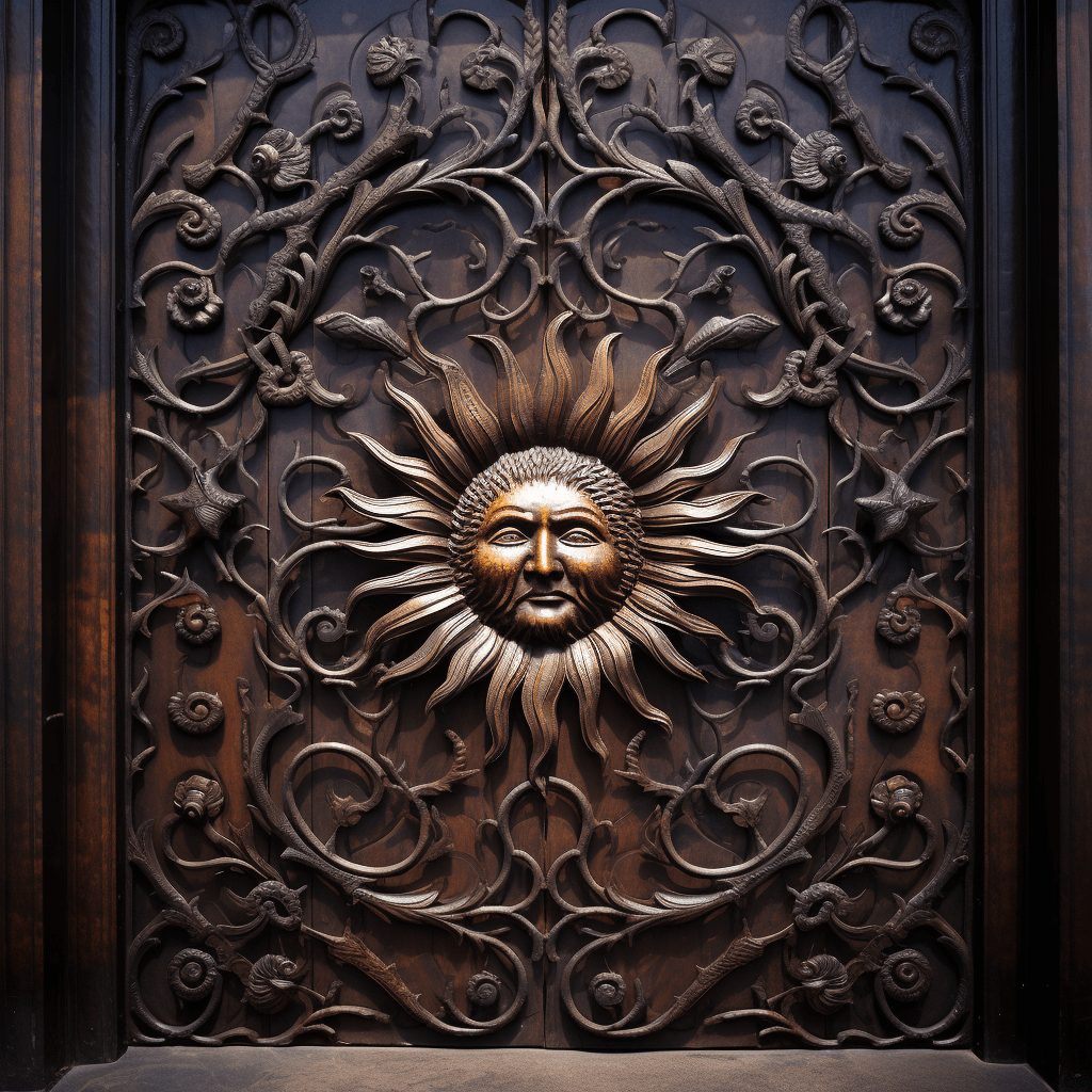 A Sun-carved Iron Door Design