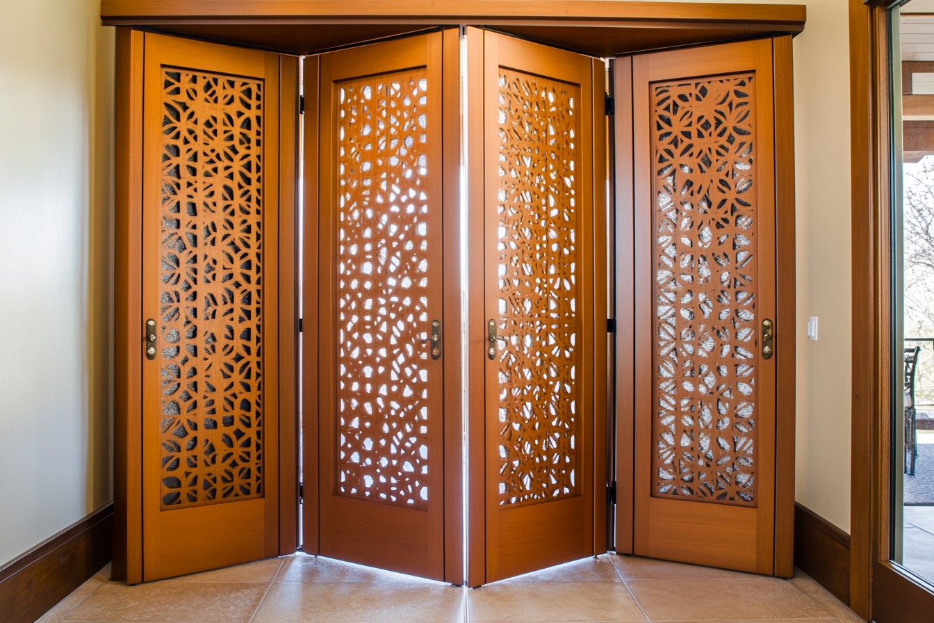 Accordion-Style Folding Mandir Door Design