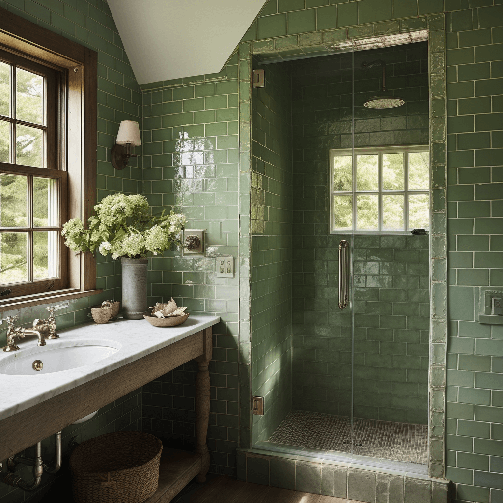 Alluring Green Modern Bathroom Tile Design Ideas