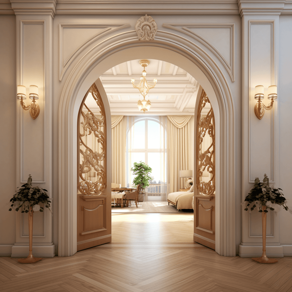 Arch Wooden Door Design for the Hall