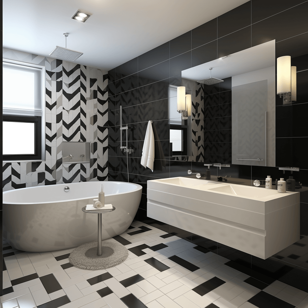 Black and White Bathroom Wall Tile Design