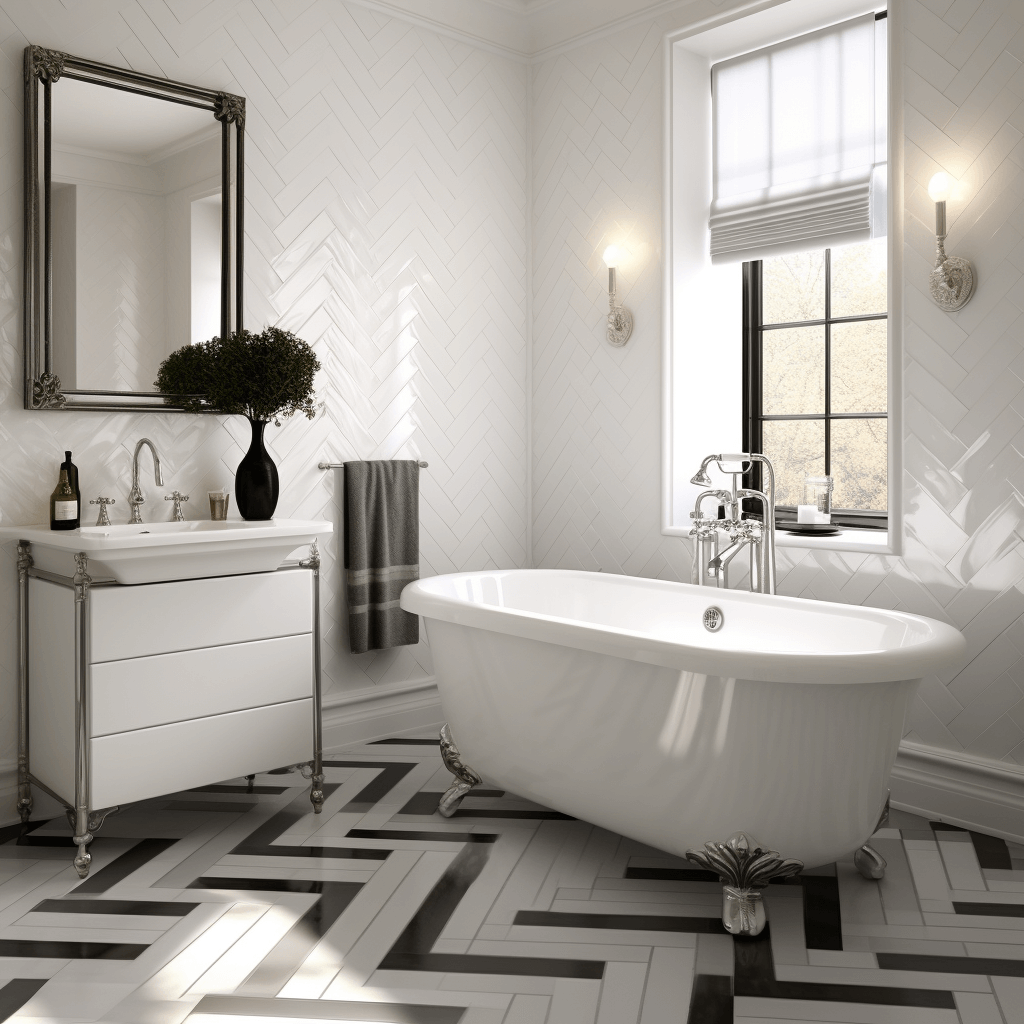 Bold Chevron Dramatic Bathroom Tile Designs