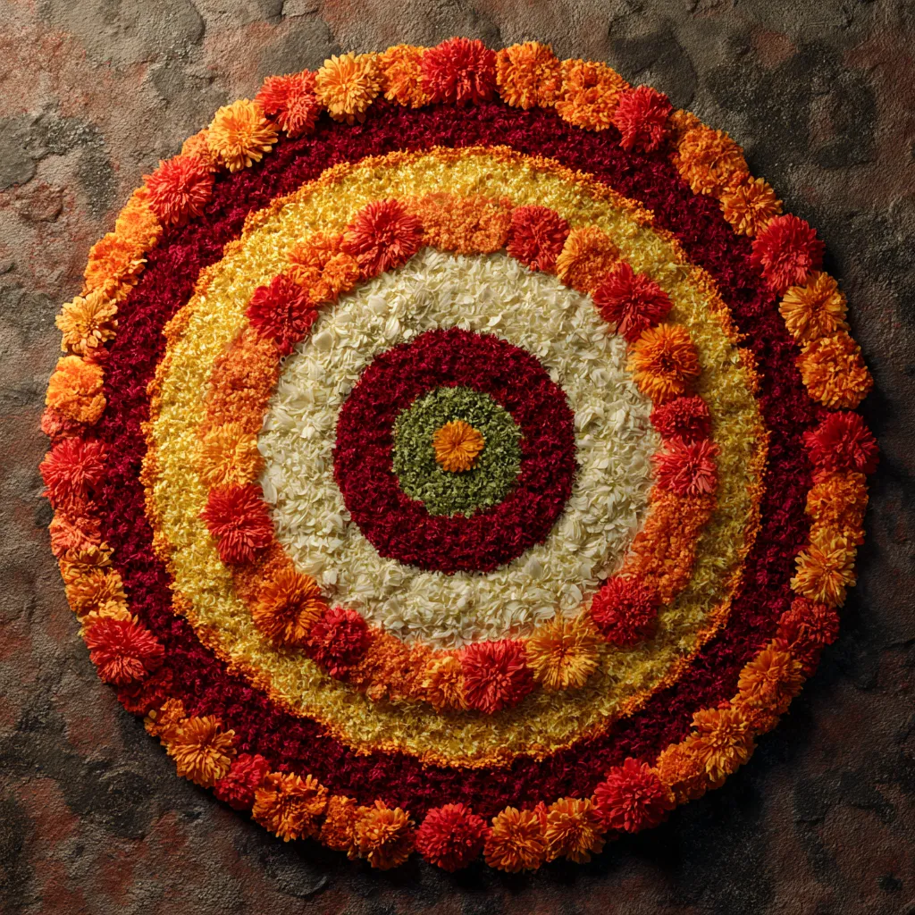 Border Pookalam Design for Onam