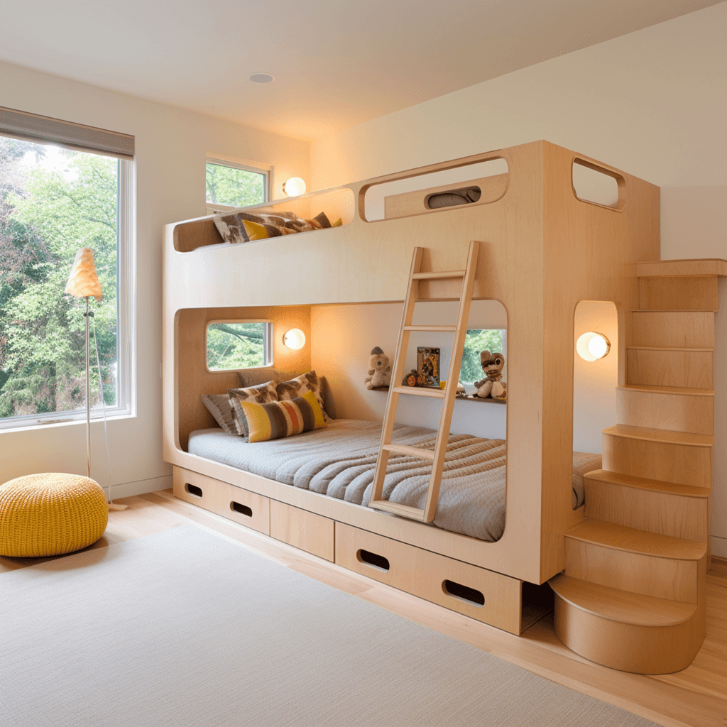 Simple and Modern Bunk Bed Design