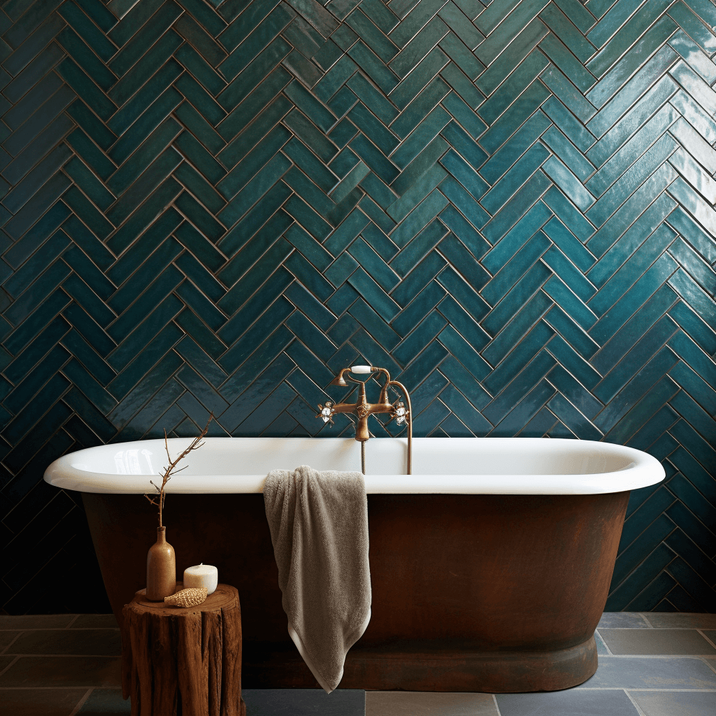 Chic Fishbone Indian Bathroom Tile Design