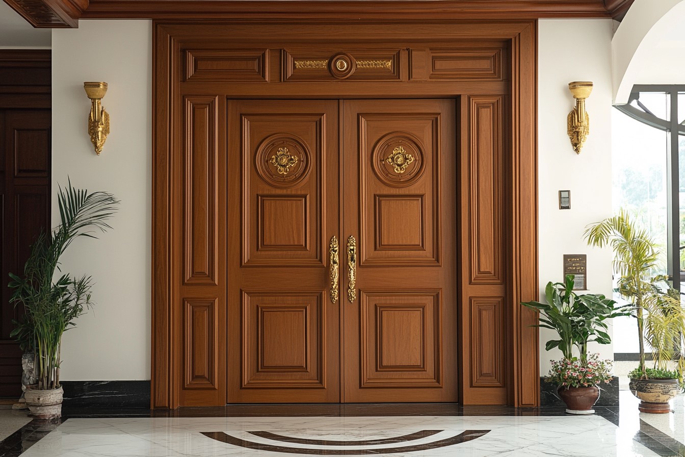 Classic Wooden Pooja Room Door Design