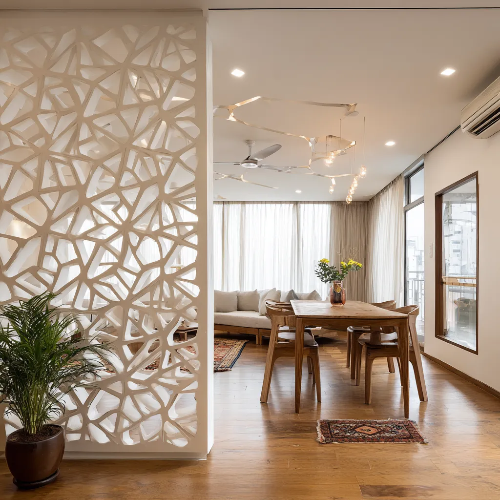 CNC Jali Partition Design with Leaf Patterns