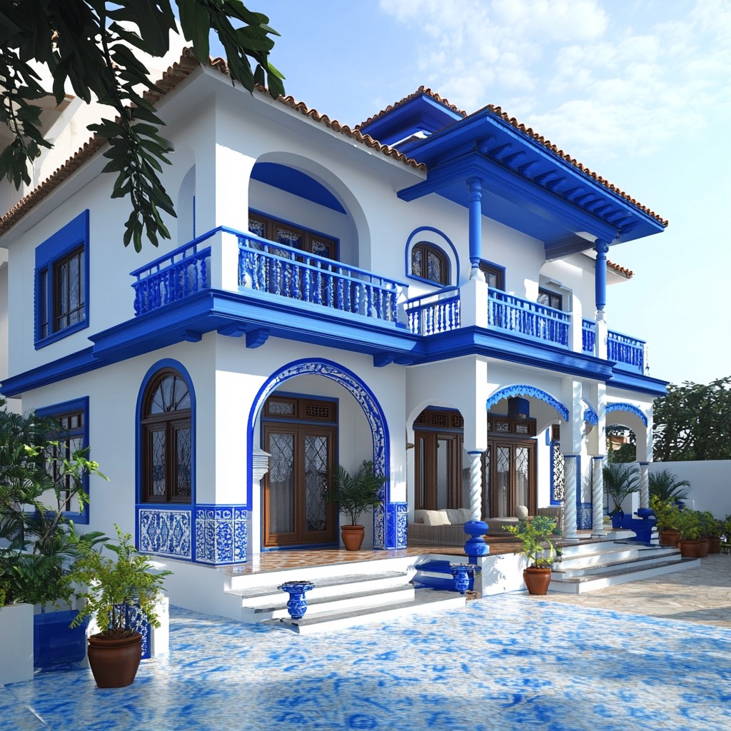 Colour Combination for House Exterior: Blue and White