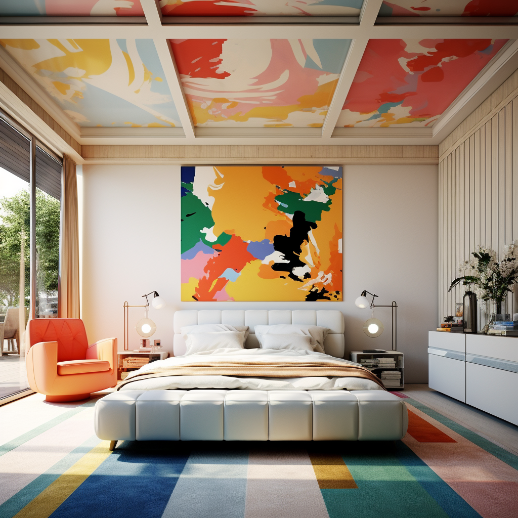 Colourful Ceiling Bedroom Furniture Besign