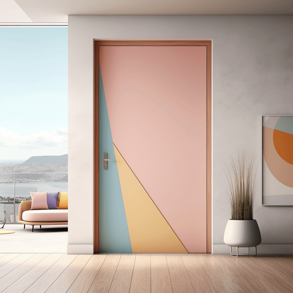 Colourful Wood Bedroom Door Design