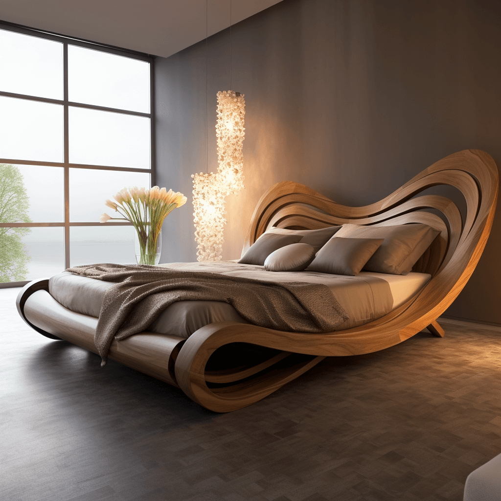 Creative and Modern Wooden Sleigh Bed Design
