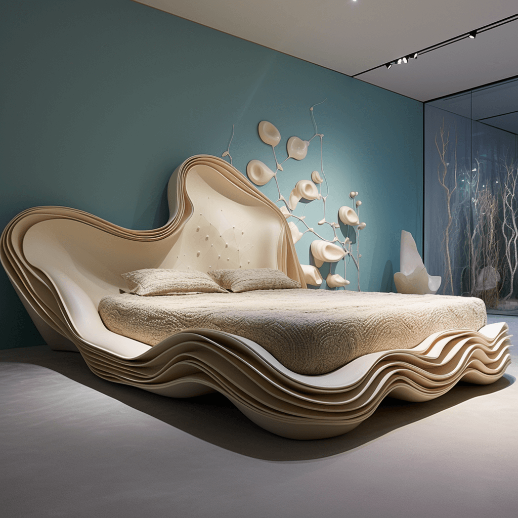 Creative Coral Shaped Wooden Upholstered Bed Design