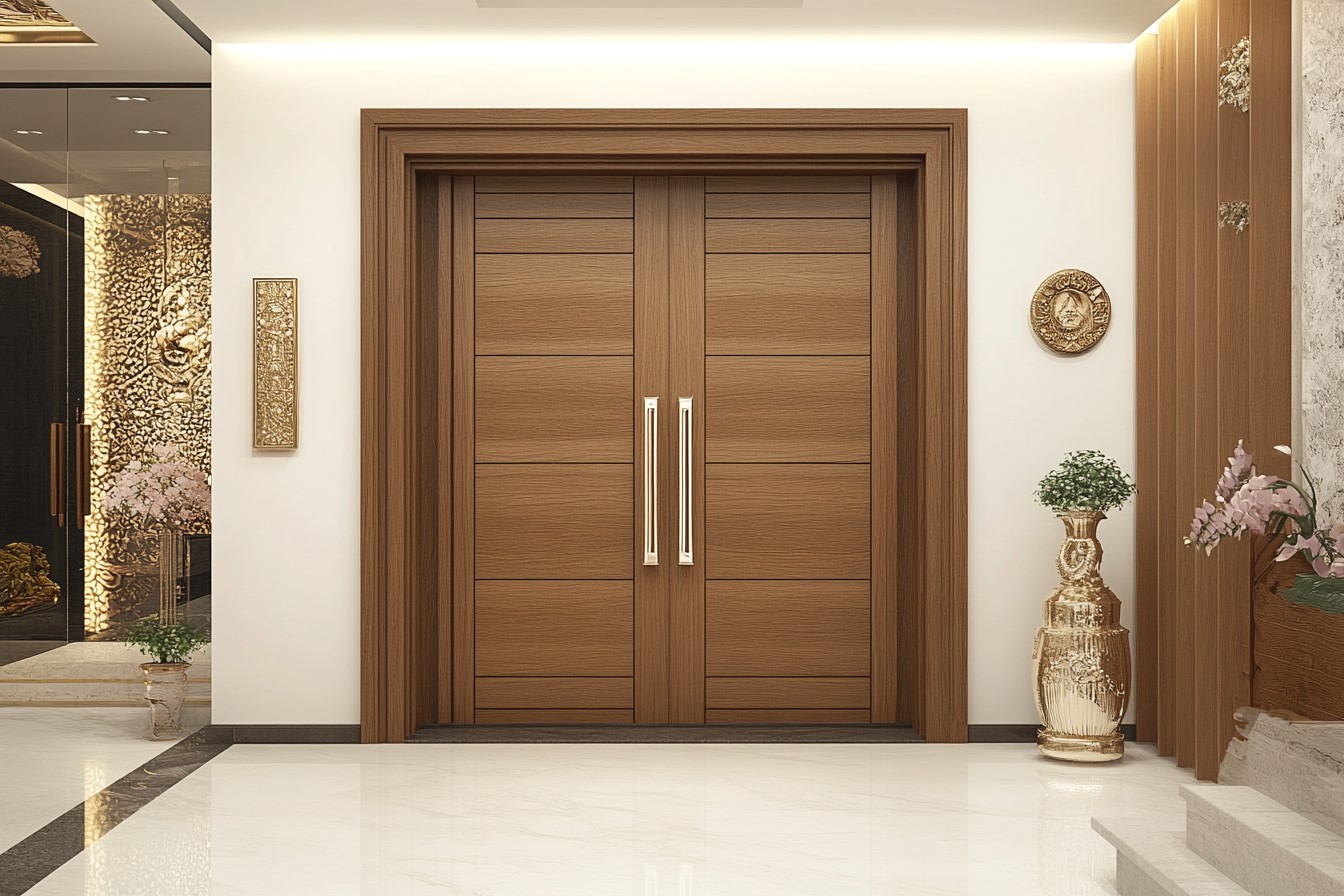 Double Veneer Door Design for Pooja Room