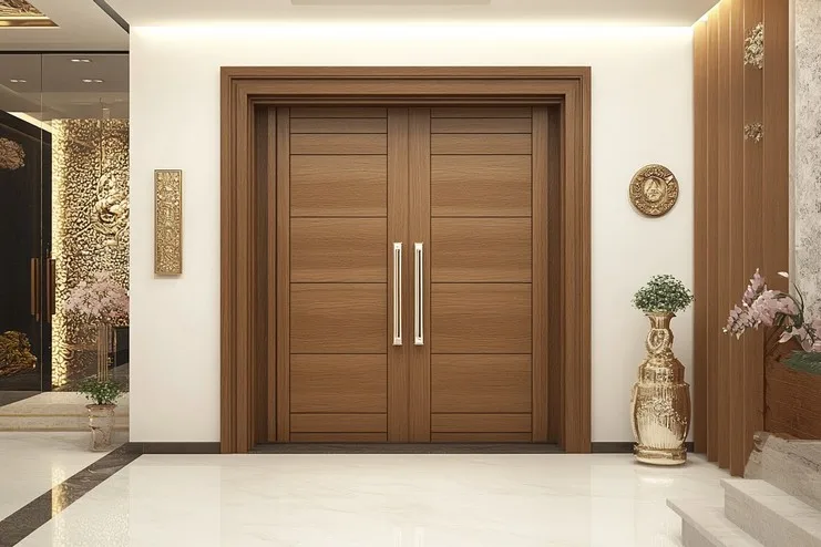 Double Veneer Door Design for Pooja Room