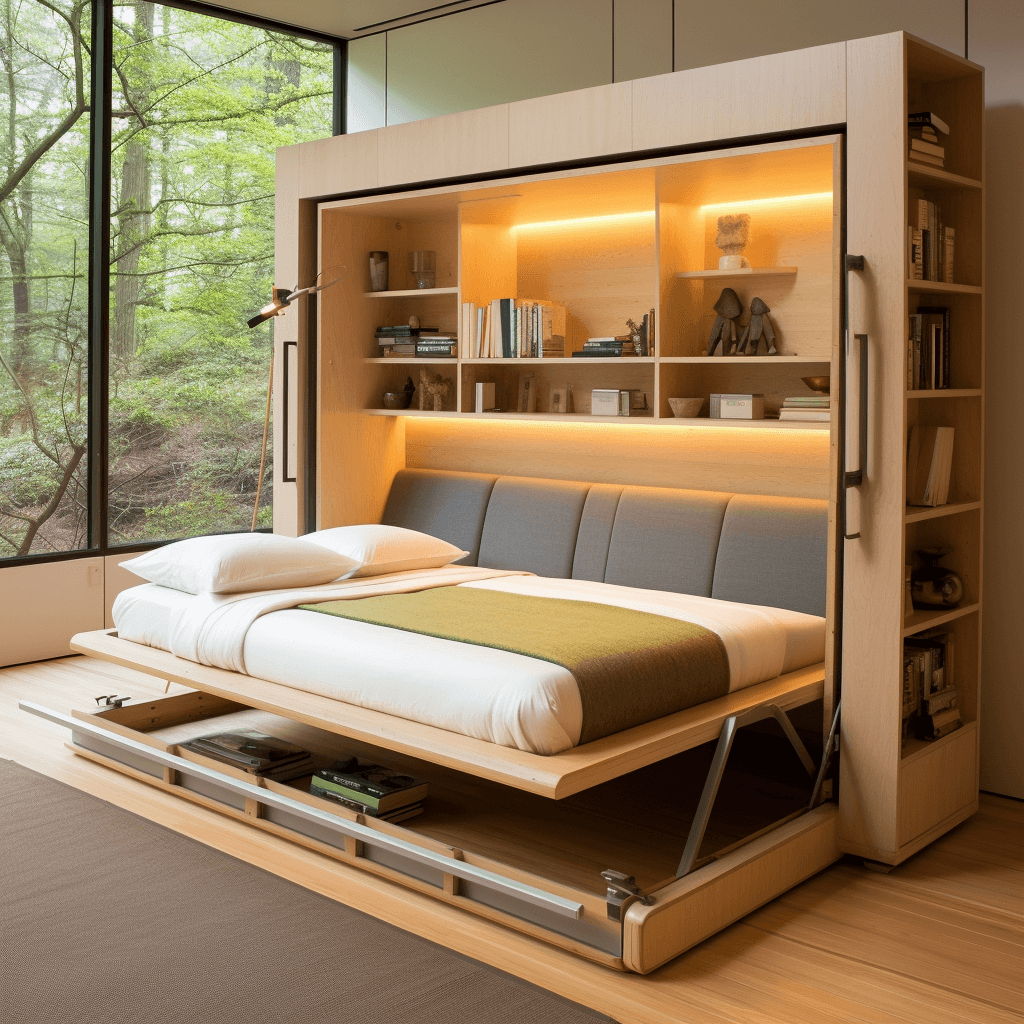 Elegant and Modern Wood Murphy Bed Design