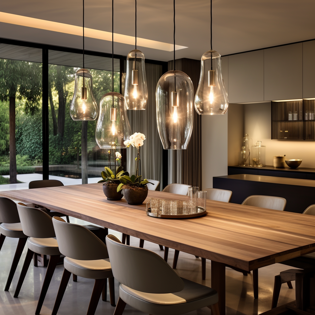 Exotic Dining Space with Pendant Lights