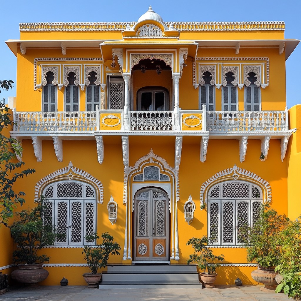 Exterior Wall Paint Design: Mustard Yellow