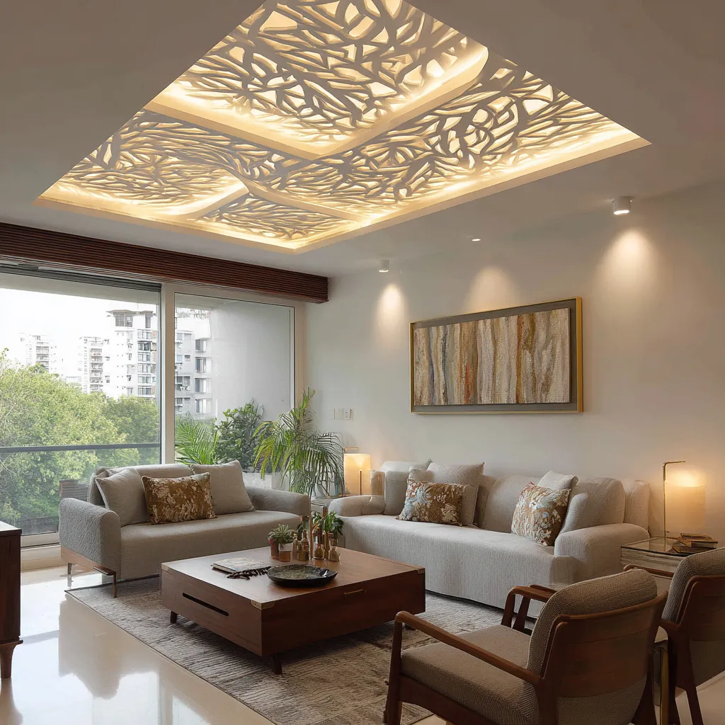 False Ceiling with CNC Cutting Design