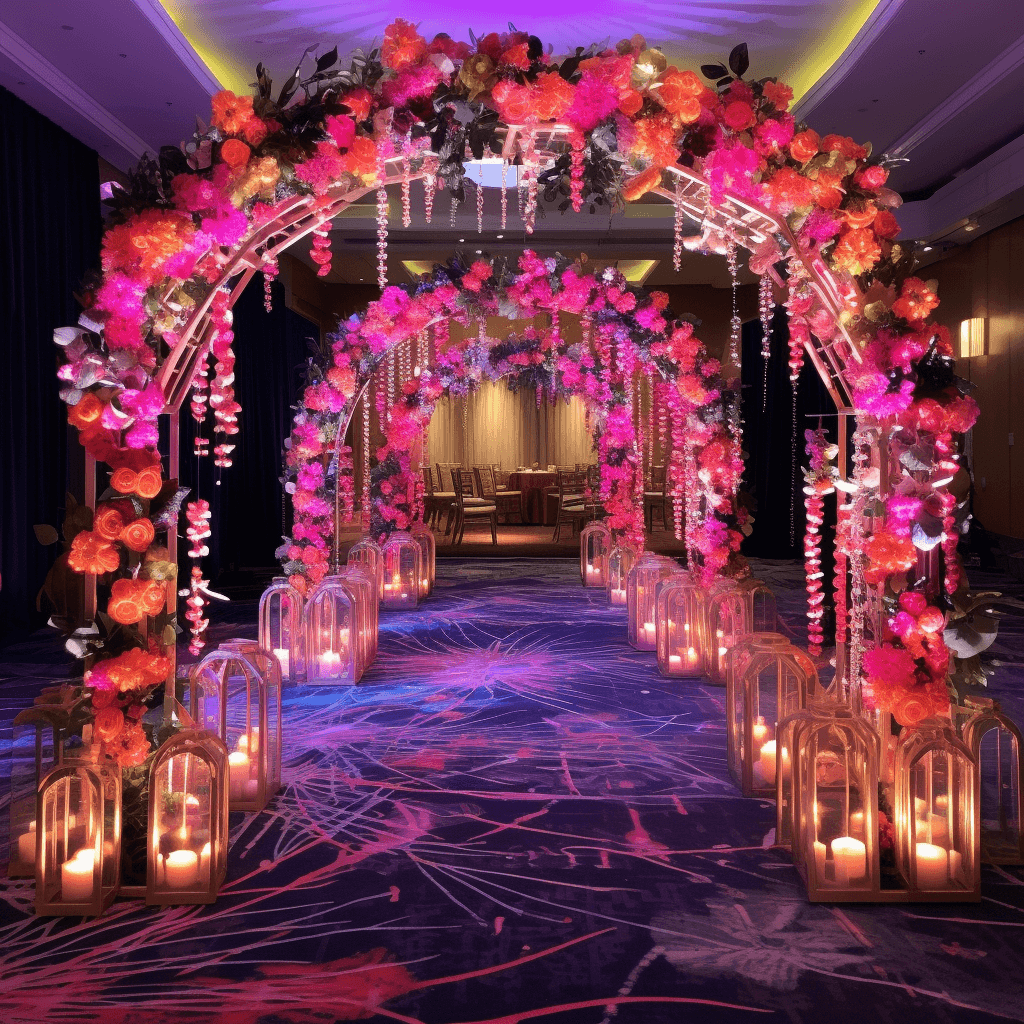 Floral Archway Simple Engagement Stage Decoration