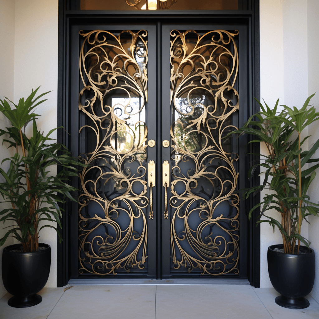 Floral Iron Door Designs for Home