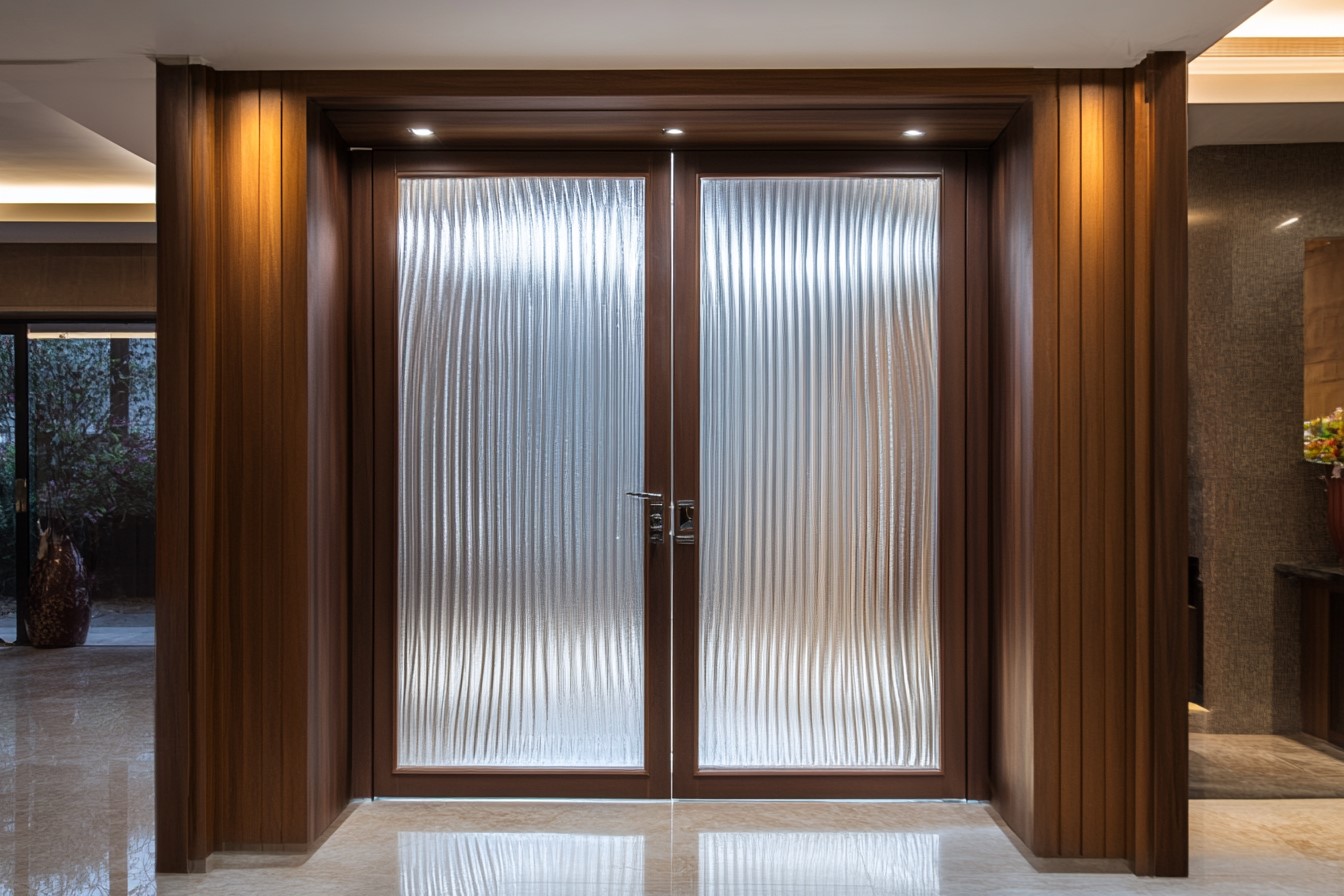 Fluted Glass Pooja Room Door Design