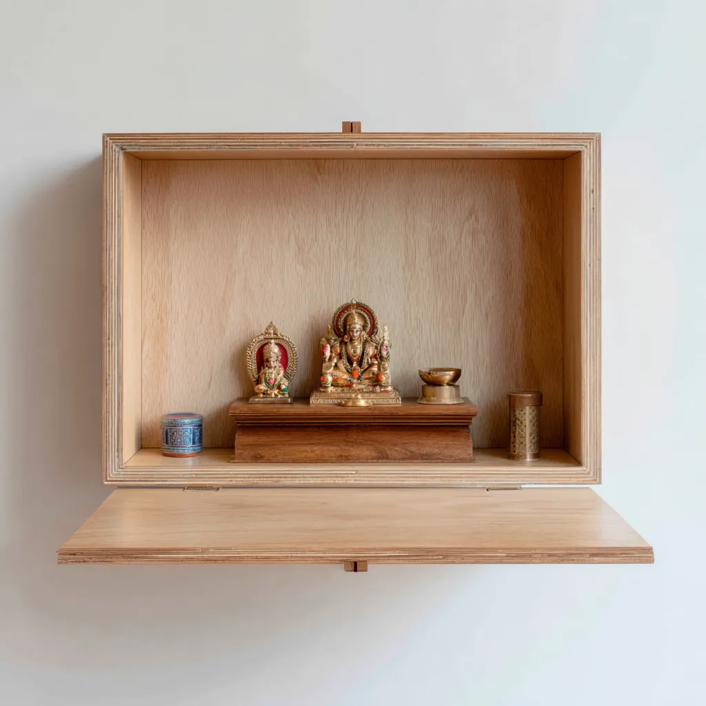 Foldable Wooden Mandir Design for Small Homes