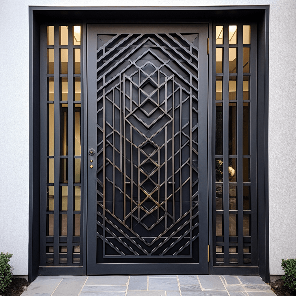 Geometric Patterns Iron Gate Design for Main Door