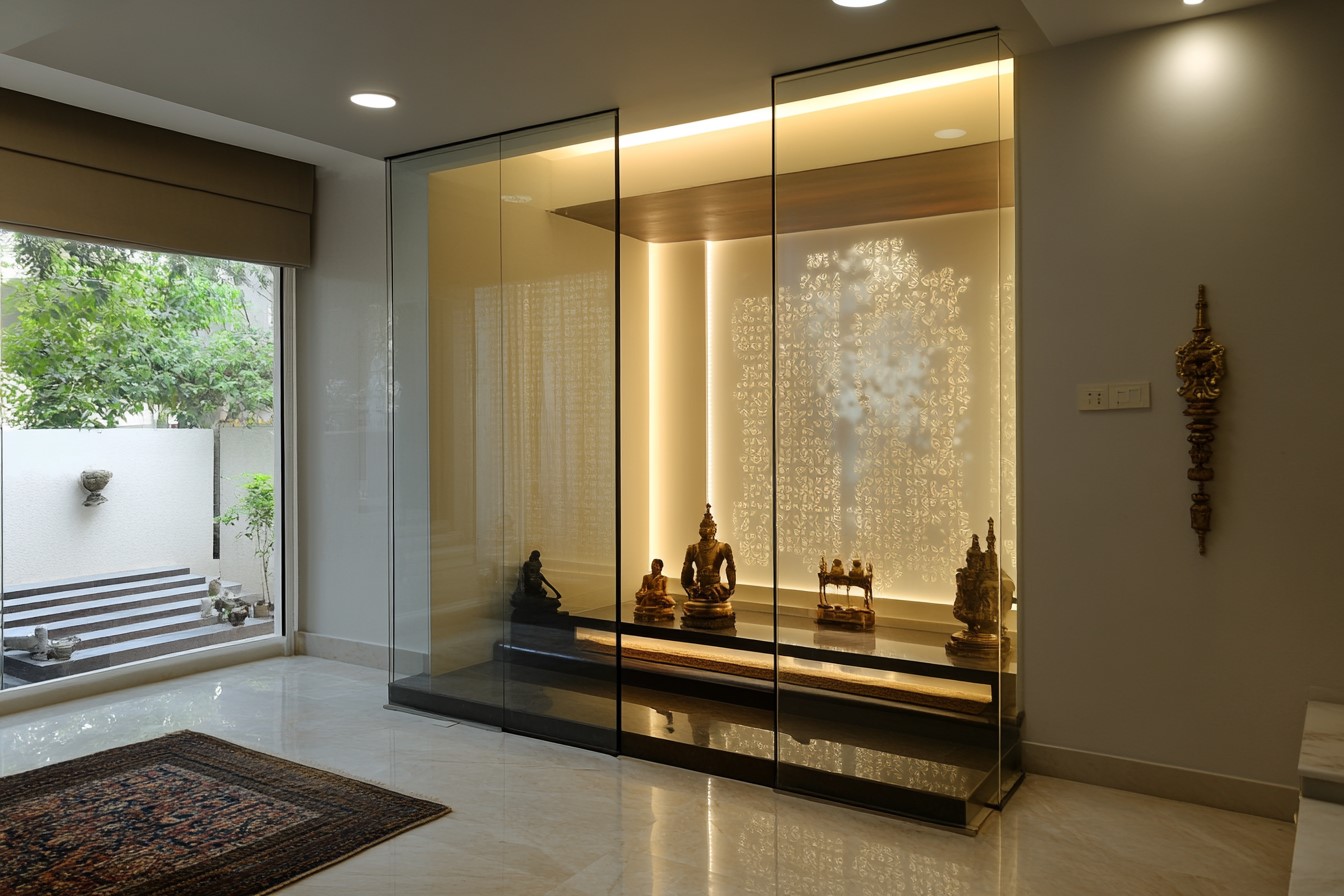 Glass Door Design for Pooja Room