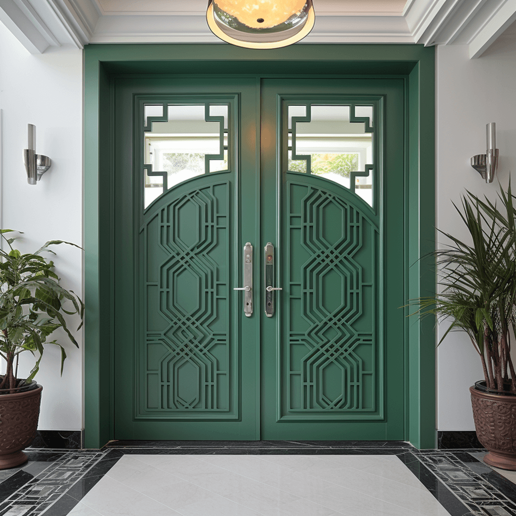Green Double Door Design For Hall