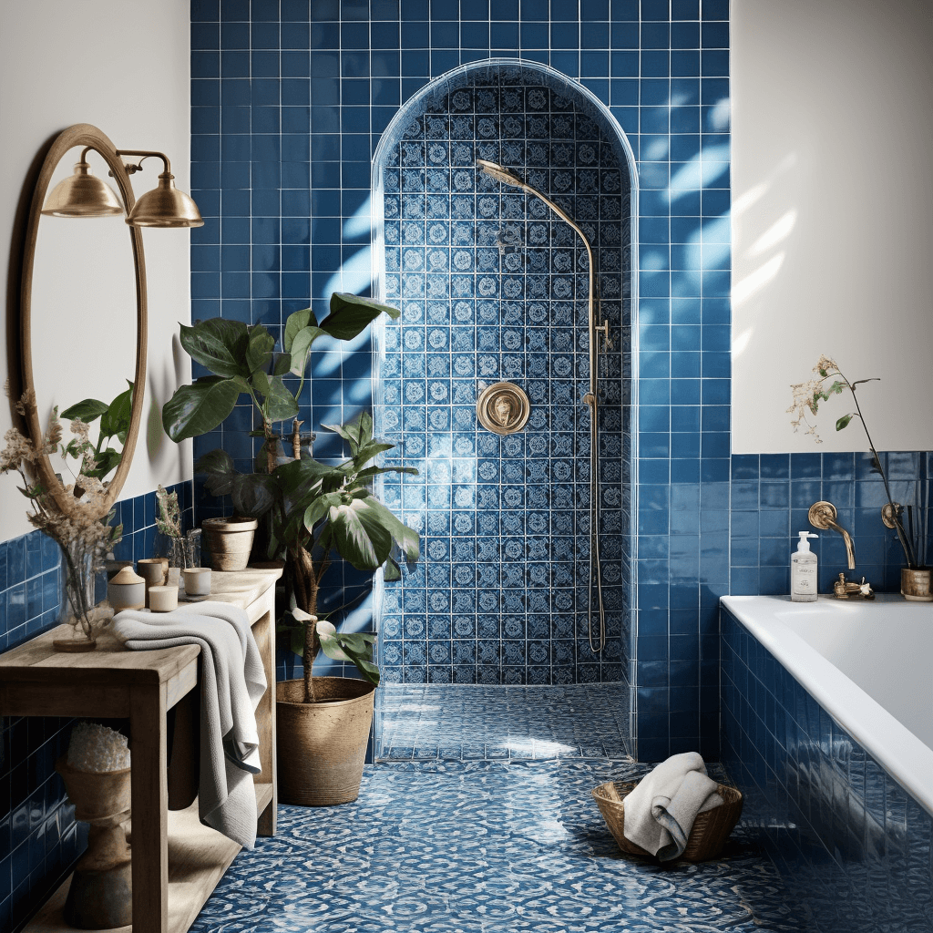 High Contrast In Home Bathroom Tile Design