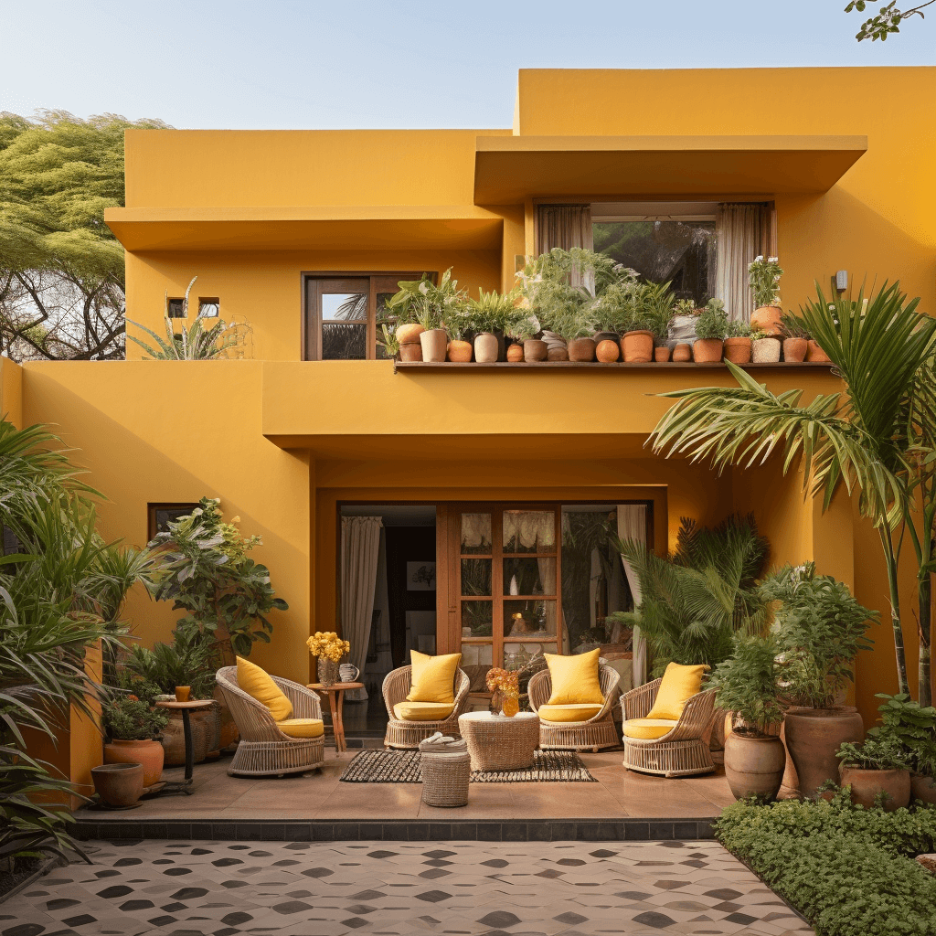 Home Outside Colour Design: Yellow and Terracotta