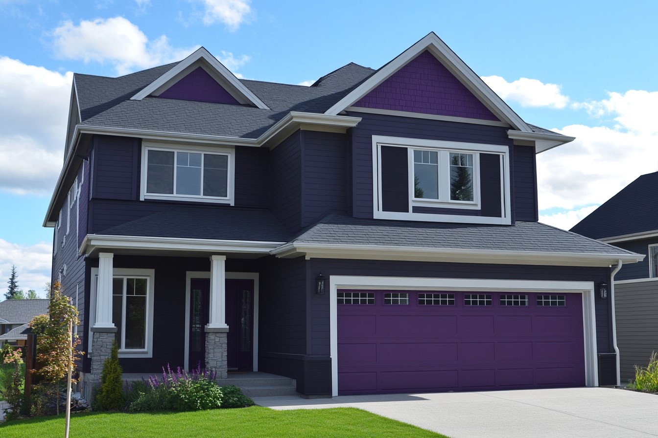 House Outside Colour Combination: Grey and Purple