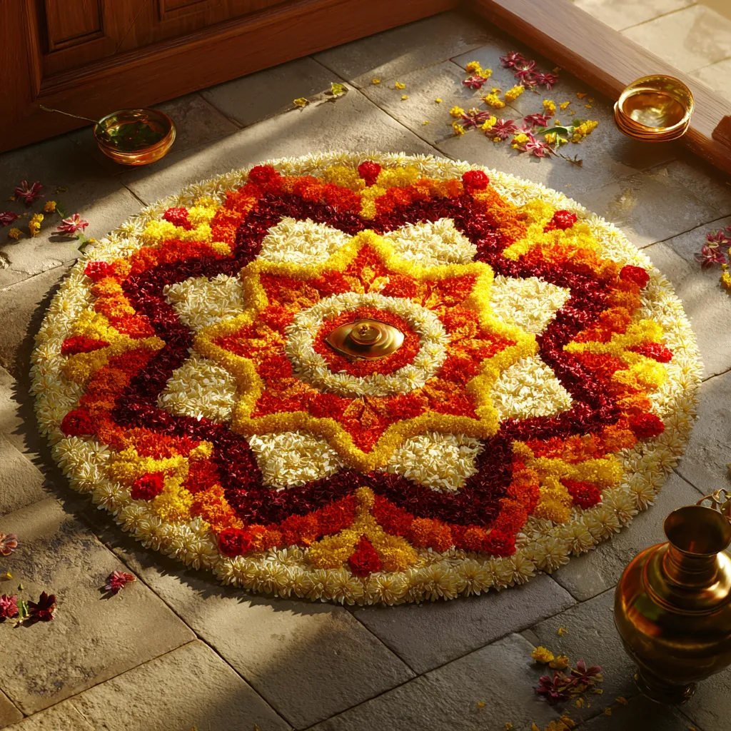 Intricate Onam Pookalam Design