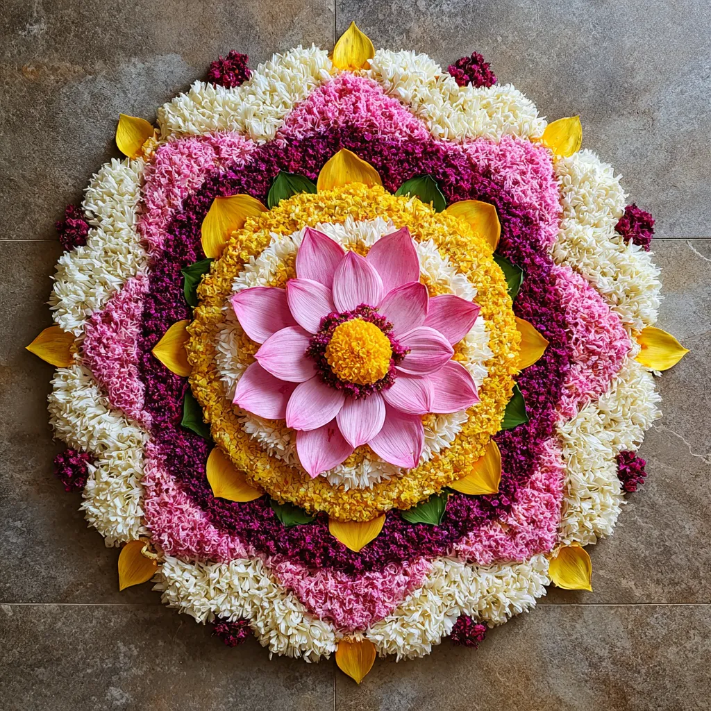 Lotus-Inspired Pookalam Design for Onam