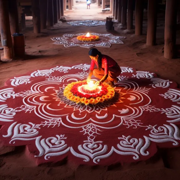 Mandala-Inspired Pookalam Design for Onam