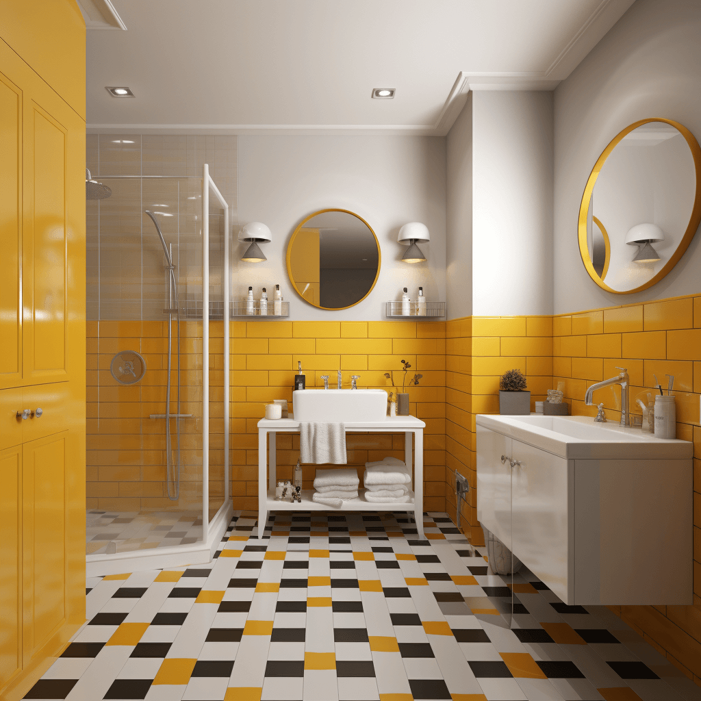 Mix Up Checkerboard Quirky Classic Bathroom Tile Design