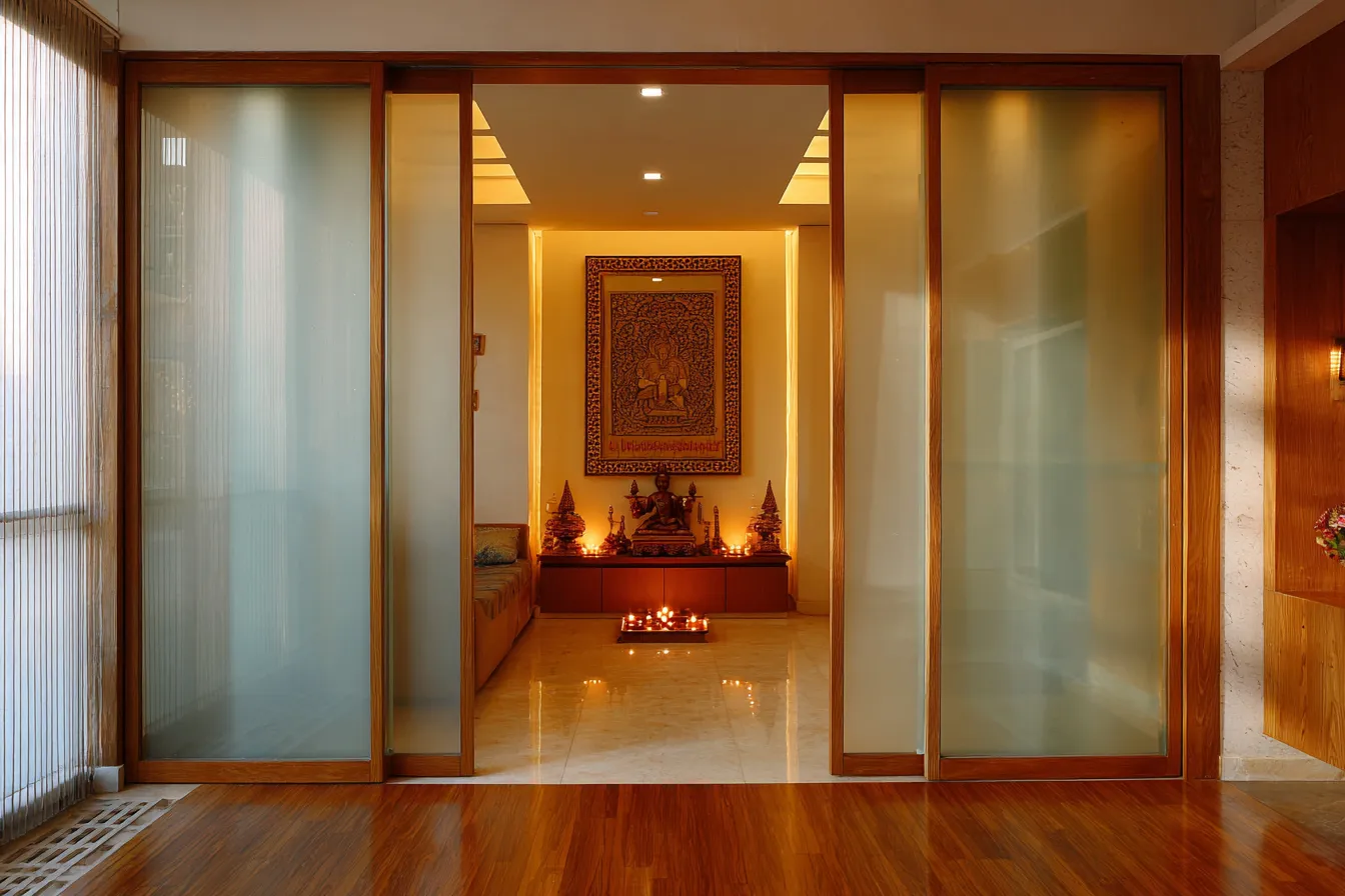 Modern Sliding and Foldable Mandir Door Design