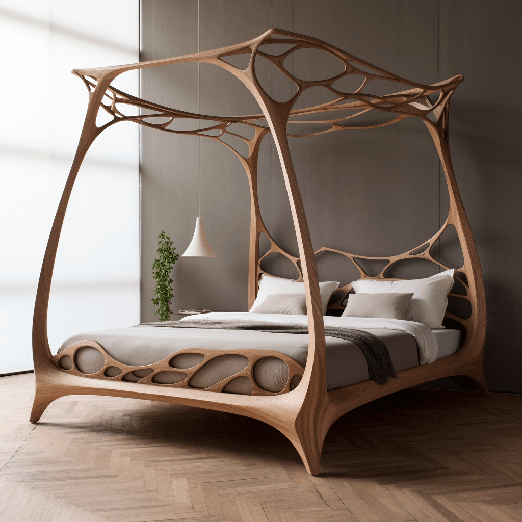 Modern Wood Canopy Bed Design