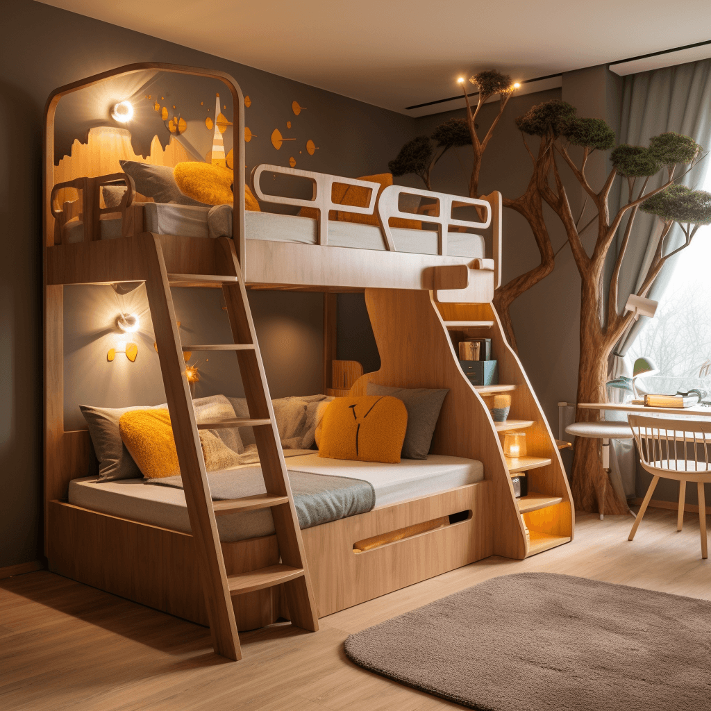 Modern Wooden Bunk Bed Design