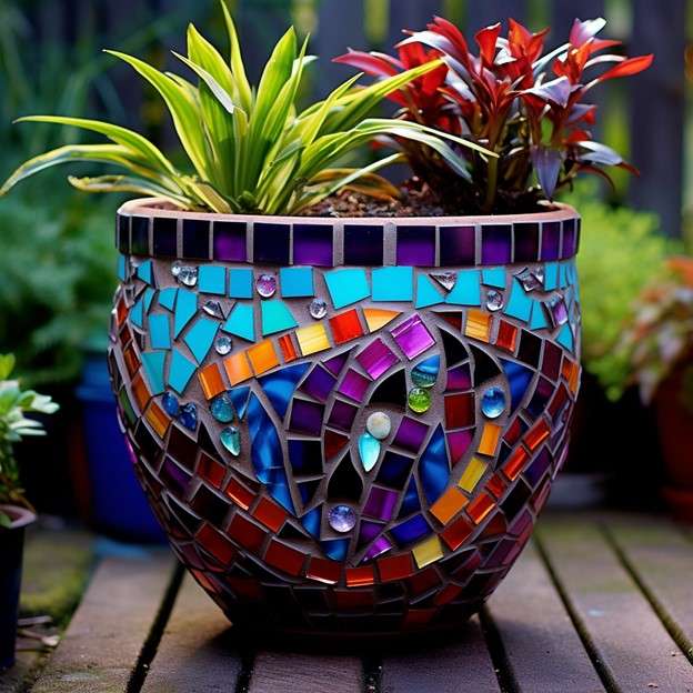 Mosaic Magic- Flower Pot Decoration Ideas