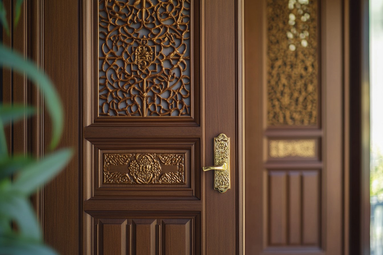 Openwork Panel Door Design for Pooja Room