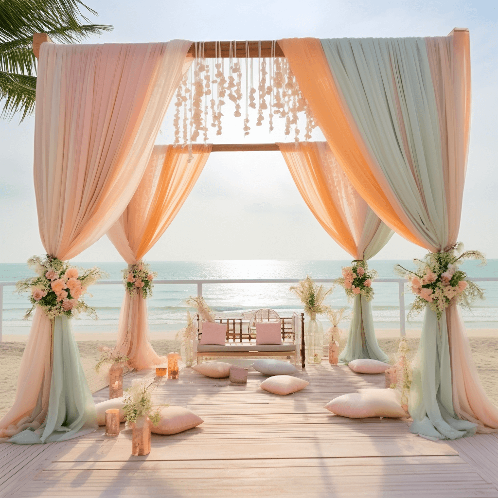 Pastel Drapes Simple Wedding Stage Decoration