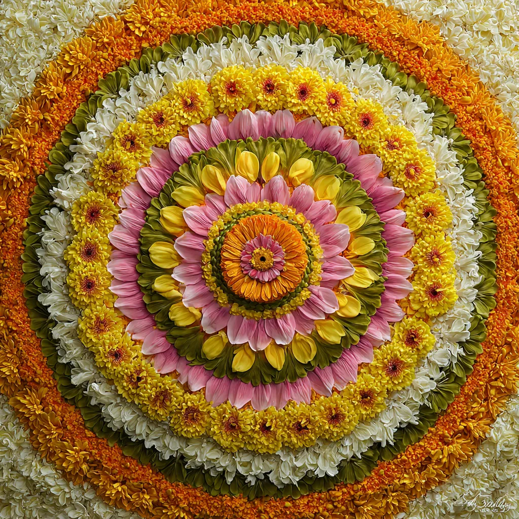 Petal Mandala Pookalam Design for Onam