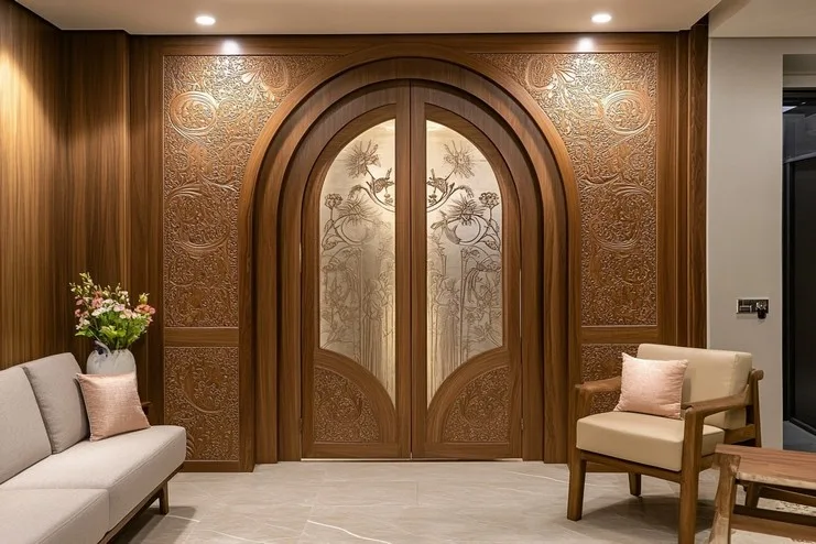 Semi-Circular Pooja Ghar Door Design