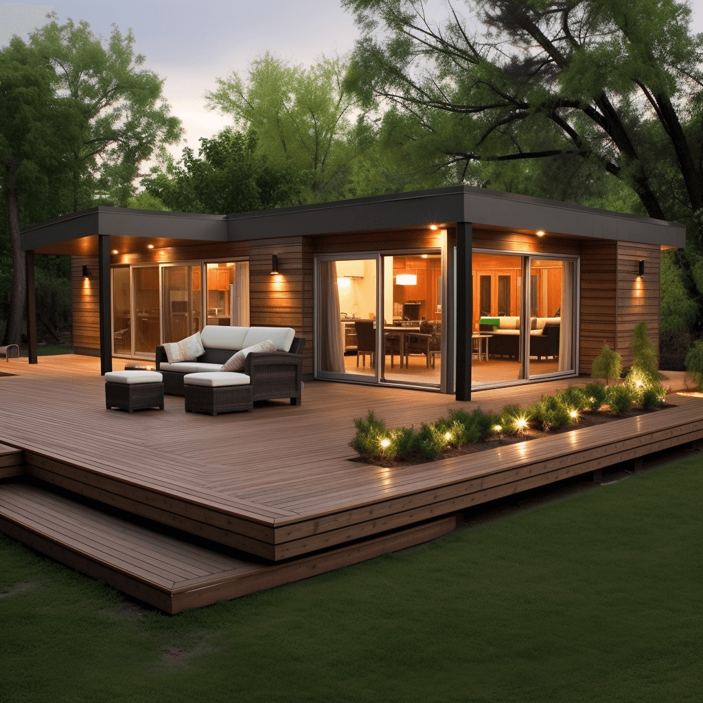 Simple House Design- Wide Fenced Deck
