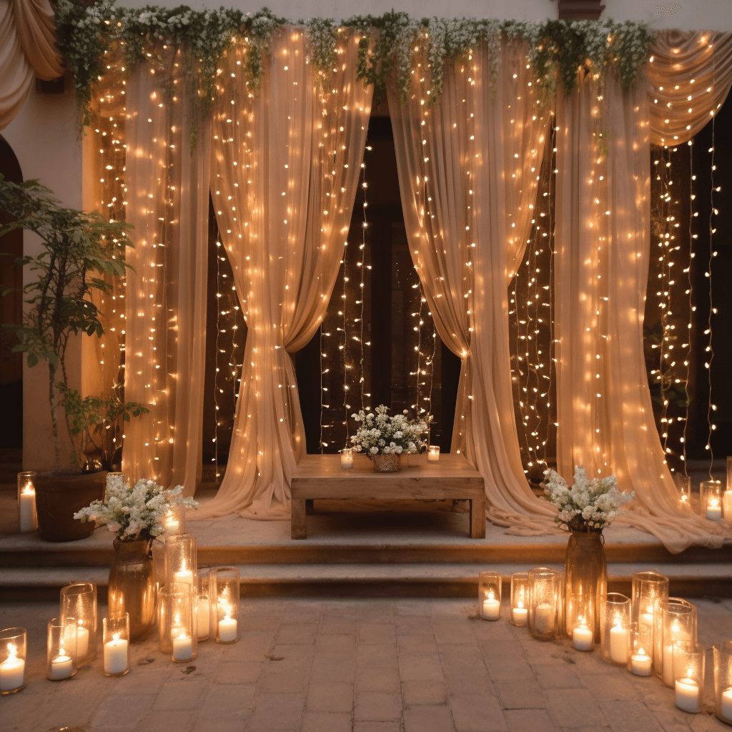 Simple Wedding Stage Decoration With Fairy Lights