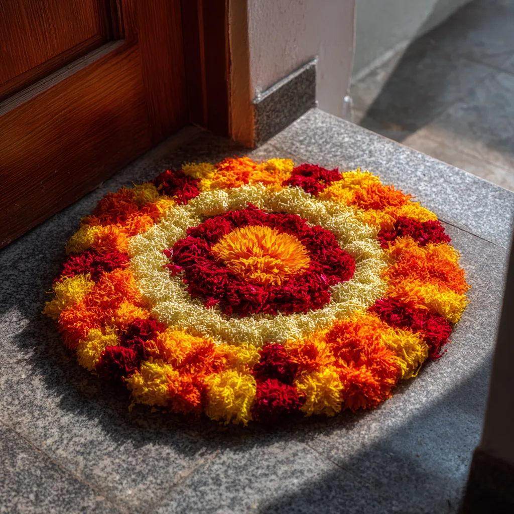 Small Entrance Pookalam Design for Onam