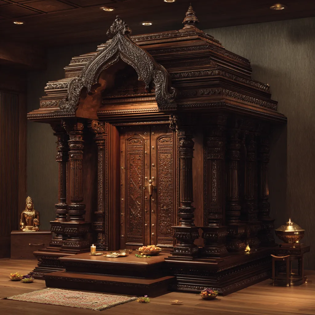 South Indian Wooden Temple Design for Home