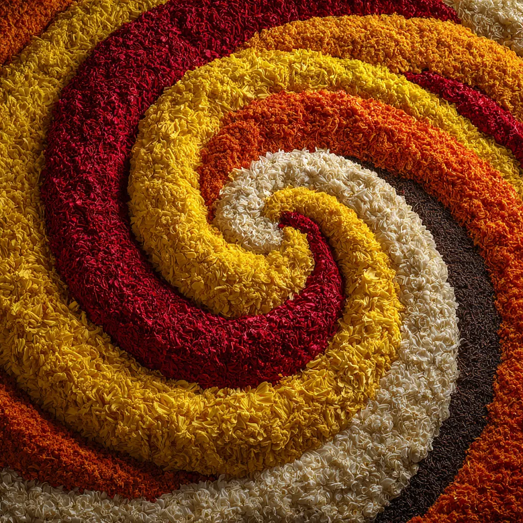 Spiral Floral Pookalam Design for Onam